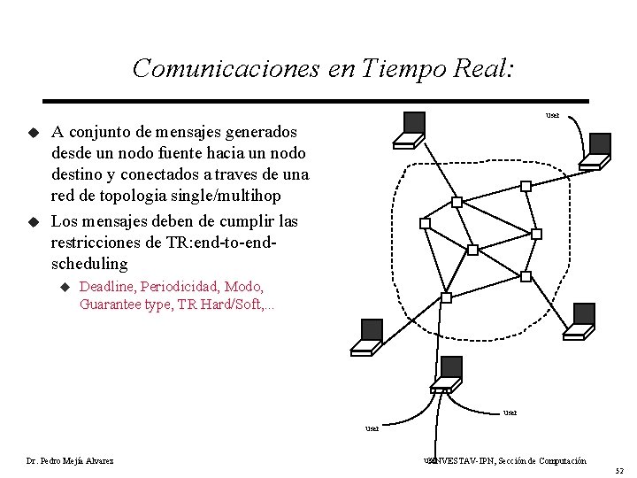 Comunicaciones en Tiempo Real: user u u A conjunto de mensajes generados desde un