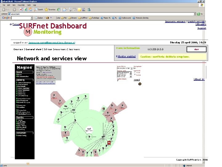  Terug Gegevens wijzigen | English version | Uitloggen SURFnet Dashboard Support M Monitoring