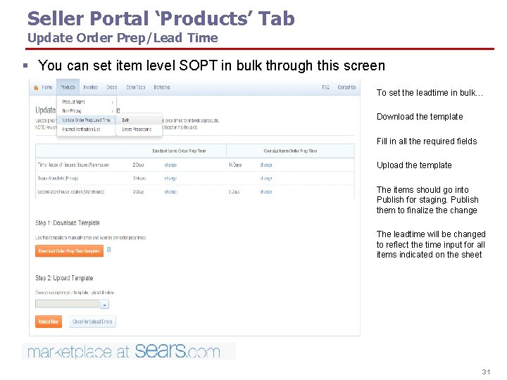 Seller Portal ‘Products’ Tab Update Order Prep/Lead Time § You can set item level