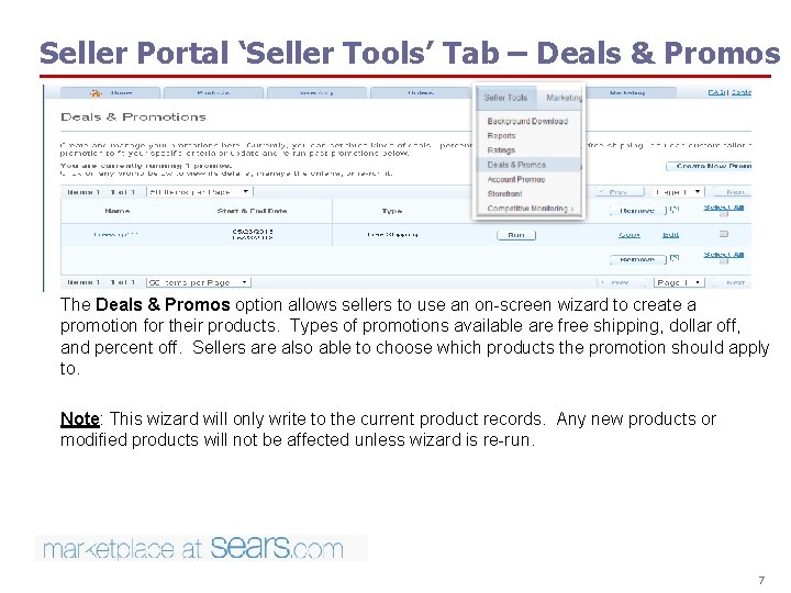 Seller Portal ‘Seller Tools’ Tab – Deals & Promos The Deals & Promos option