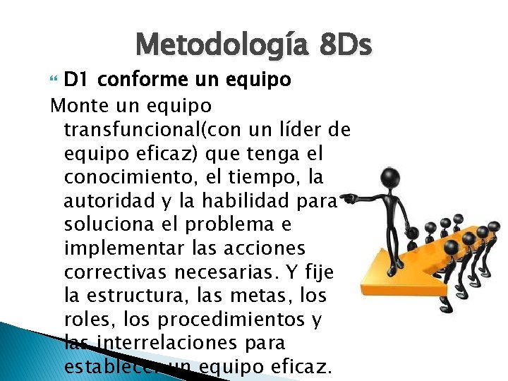 Metodología 8 Ds D 1 conforme un equipo Monte un equipo transfuncional(con un líder