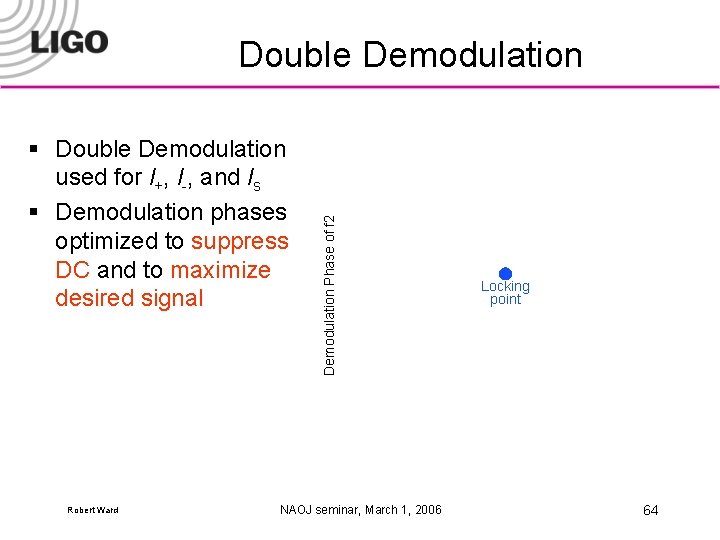 § Double Demodulation used for l+, l-, and ls § Demodulation phases optimized to