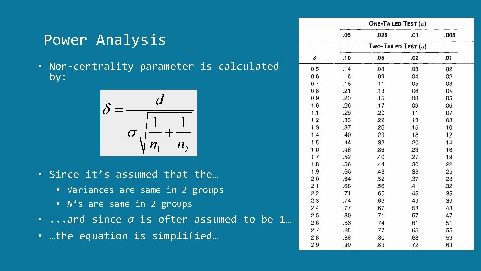 Power Analysis • Non-centrality parameter is calculated by: • Since it’s assumed that the…