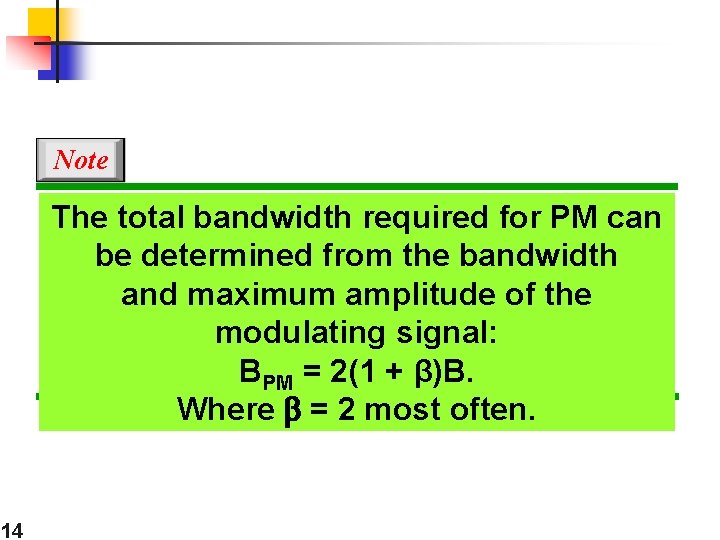 Note The total bandwidth required for PM can be determined from the bandwidth and