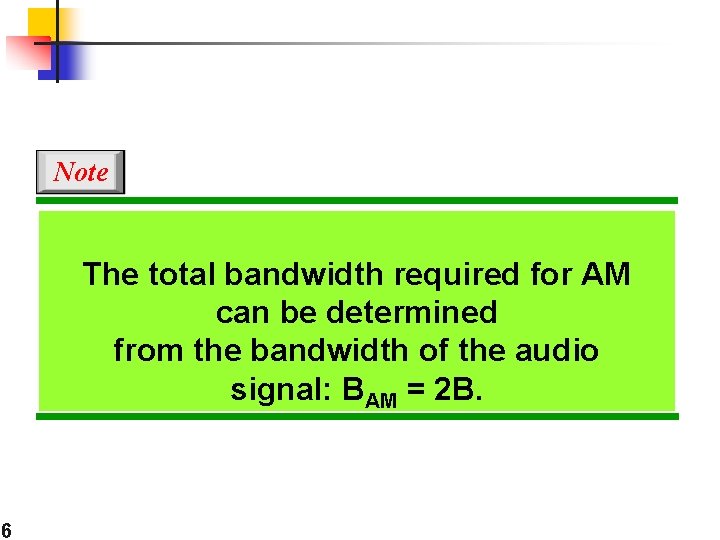Note The total bandwidth required for AM can be determined from the bandwidth of
