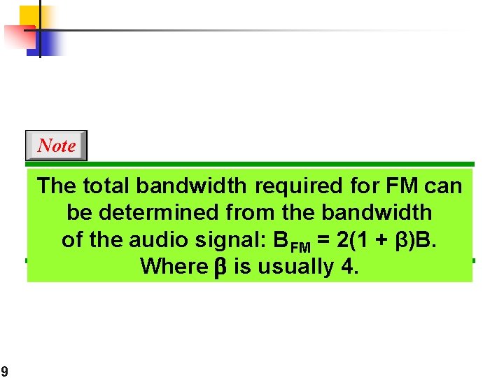 Note The total bandwidth required for FM can be determined from the bandwidth of