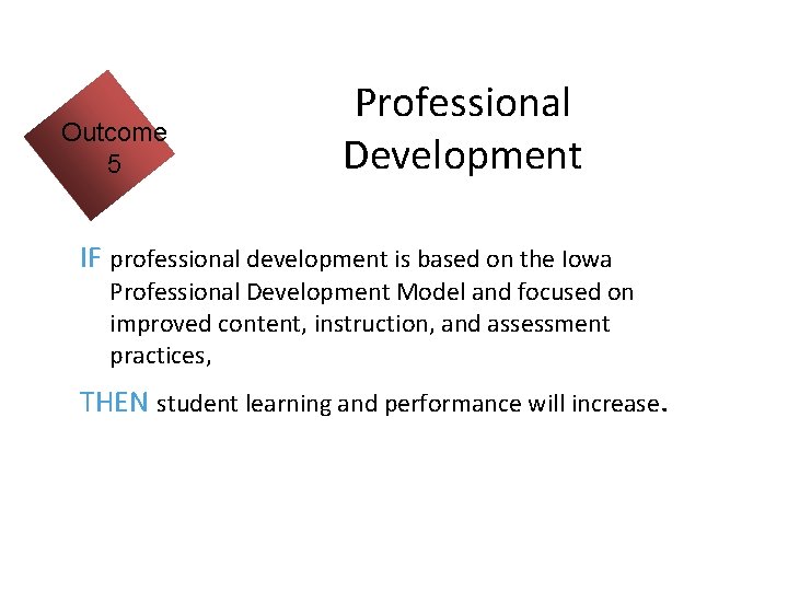 Outcome 5 Professional Development IF professional development is based on the Iowa Professional Development Outcome 5 Professional Development IF professional development is based on the Iowa Professional Development