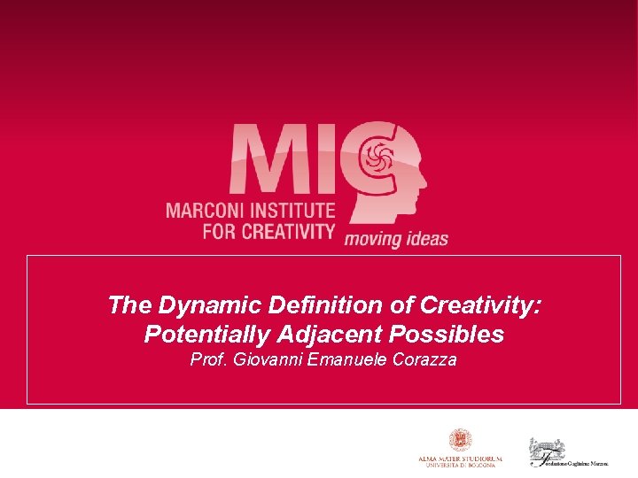 The Dynamic Definition of Creativity: Potentially Adjacent Possibles Prof. Giovanni Emanuele Corazza 