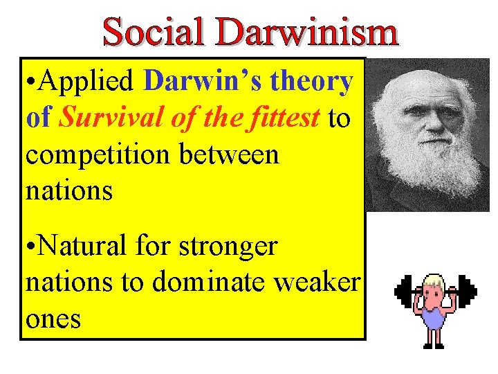  • Applied Darwin’s theory of Survival of the fittest to competition between nations