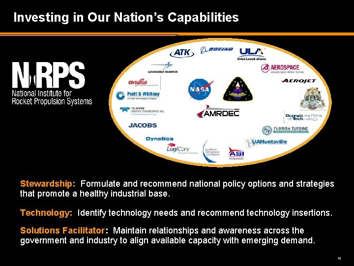 Investing in Our Nation’s Capabilities Stewardship: Formulate and recommend national policy options and strategies