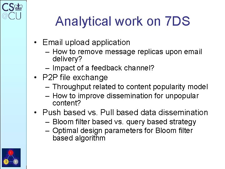 Analytical work on 7 DS • Email upload application – How to remove message