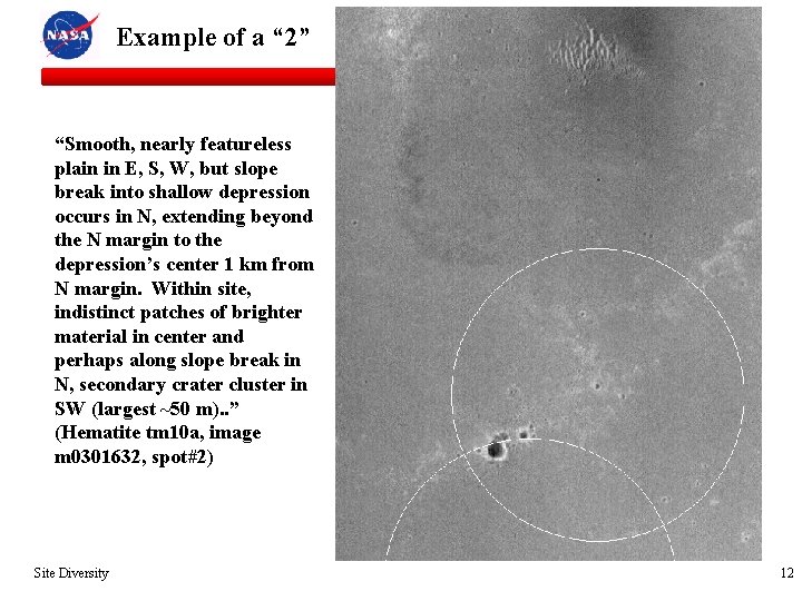 Example of a “ 2” Mars Exploration Rover “Smooth, nearly featureless plain in E,