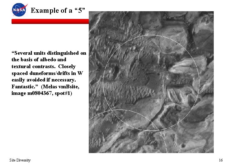 Example of a “ 5” Mars Exploration Rover “Several units distinguished on the basis