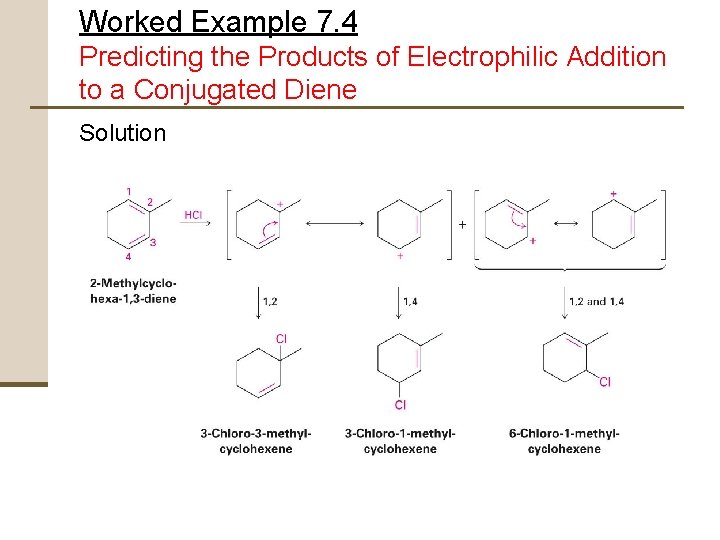 Worked Example 7. 4 Predicting the Products of Electrophilic Addition to a Conjugated Diene