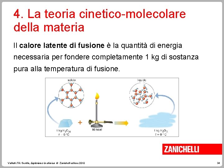 4. La teoria cinetico-molecolare della materia Il calore latente di fusione è la quantità