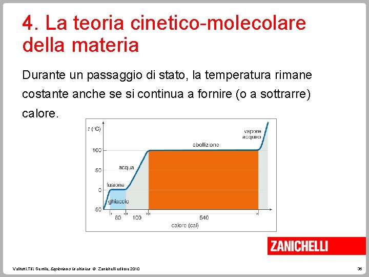 4. La teoria cinetico-molecolare della materia Durante un passaggio di stato, la temperatura rimane