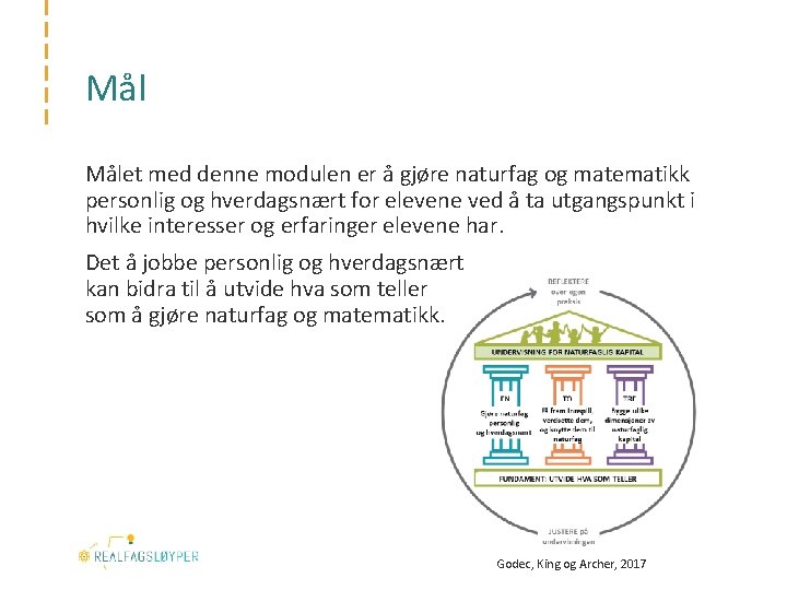 Mål Målet med denne modulen er å gjøre naturfag og matematikk personlig og hverdagsnært