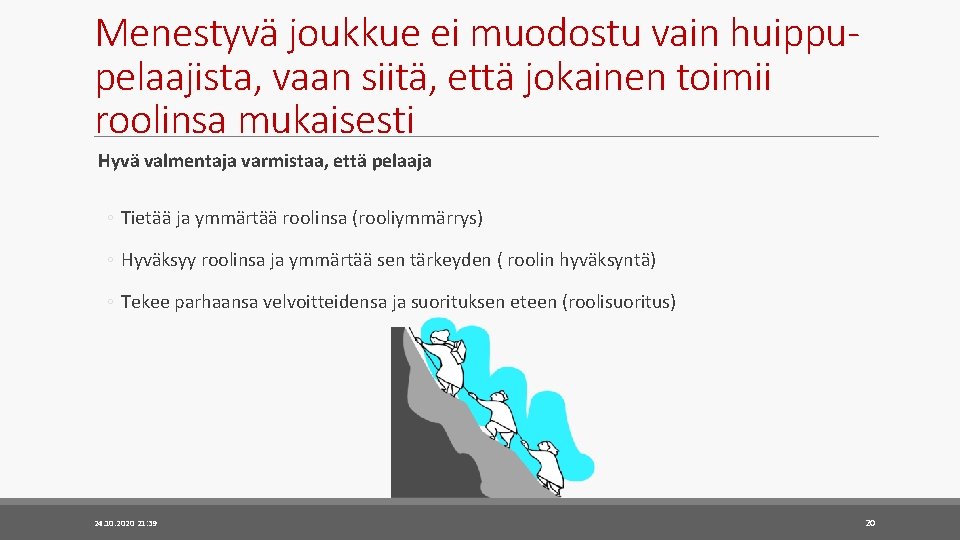 Menestyvä joukkue ei muodostu vain huippupelaajista, vaan siitä, että jokainen toimii roolinsa mukaisesti Hyvä