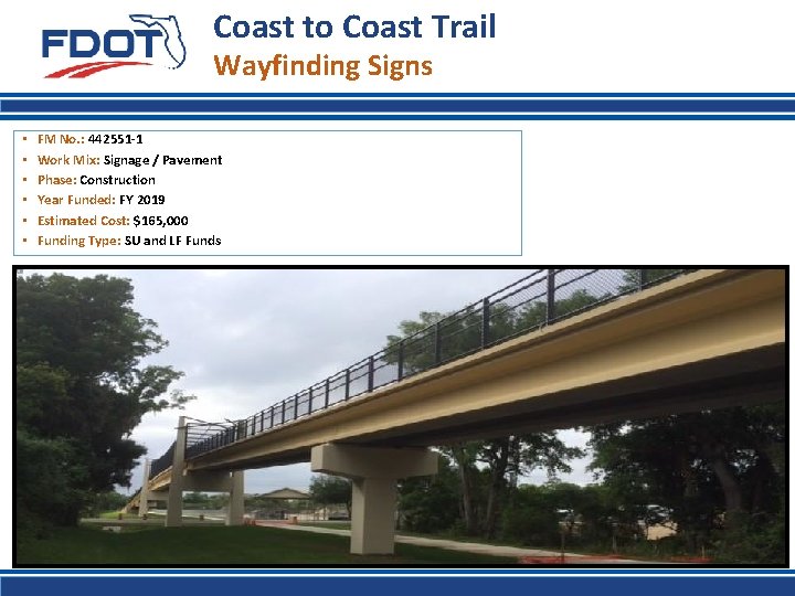 Coast to Coast Trail Wayfinding Signs • • • FM No. : 442551 -1