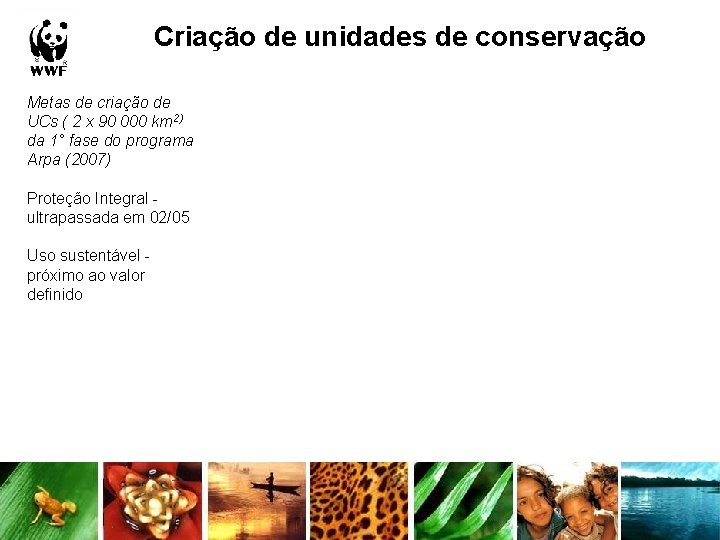 Criação de unidades de conservação Metas de criação de UCs ( 2 x 90