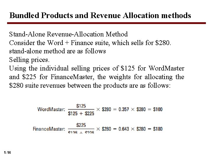 Bundled Products and Revenue Allocation methods Stand-Alone Revenue-Allocation Method Consider the Word + Finance Bundled Products and Revenue Allocation methods Stand-Alone Revenue-Allocation Method Consider the Word + Finance
