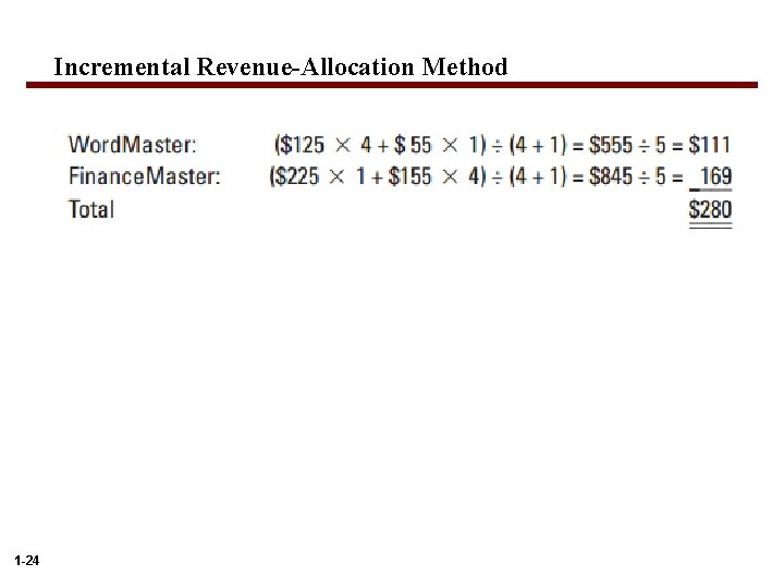 Incremental Revenue-Allocation Method 1 -24 Incremental Revenue-Allocation Method 1 -24
