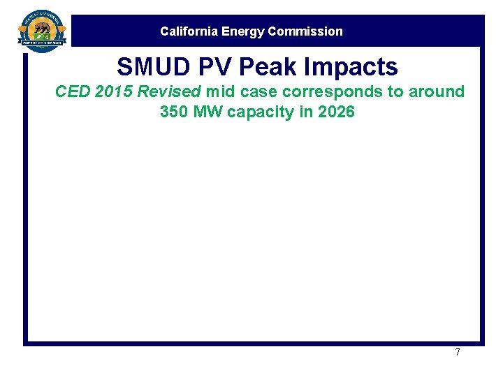 California Energy Commission SMUD PV Peak Impacts CED 2015 Revised mid case corresponds to