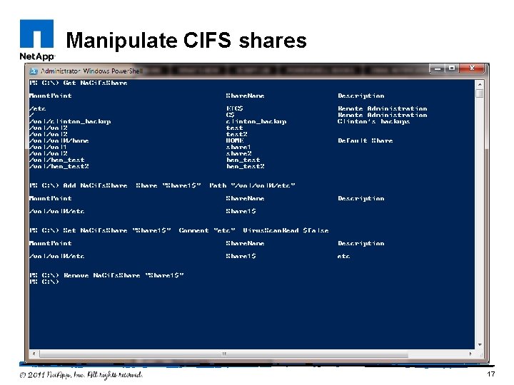 Manipulate CIFS shares 17 