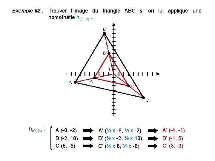 Exemple #2 : Trouver l’image du triangle ABC si on lui applique une homothétie