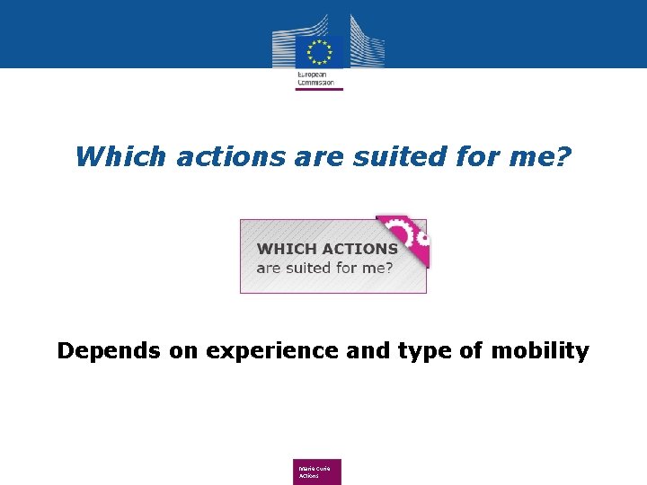 Which actions are suited for me? Depends on experience and type of mobility Marie