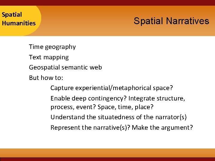 Taipei Spatial 2007 Humanities Spatial Narratives Time geography Text mapping Geospatial semantic web But