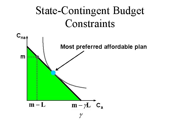 State-Contingent Budget Constraints Cna Most preferred affordable plan m Ca 
