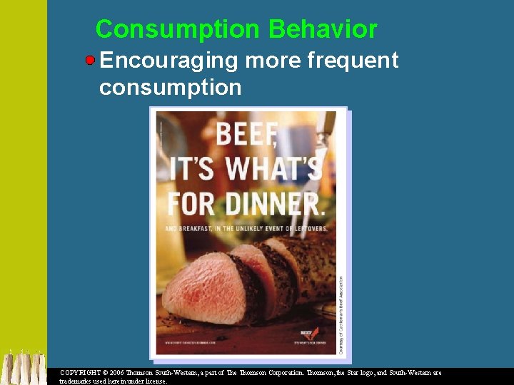 Consumption Behavior Encouraging more frequent consumption COPYRIGHT © 2006 Thomson South-Western, a part of