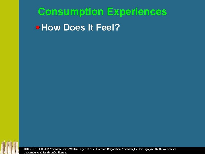 Consumption Experiences How Does It Feel? COPYRIGHT © 2006 Thomson South-Western, a part of