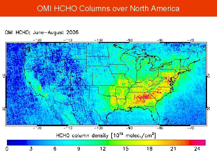 OMI HCHO Columns over North America 