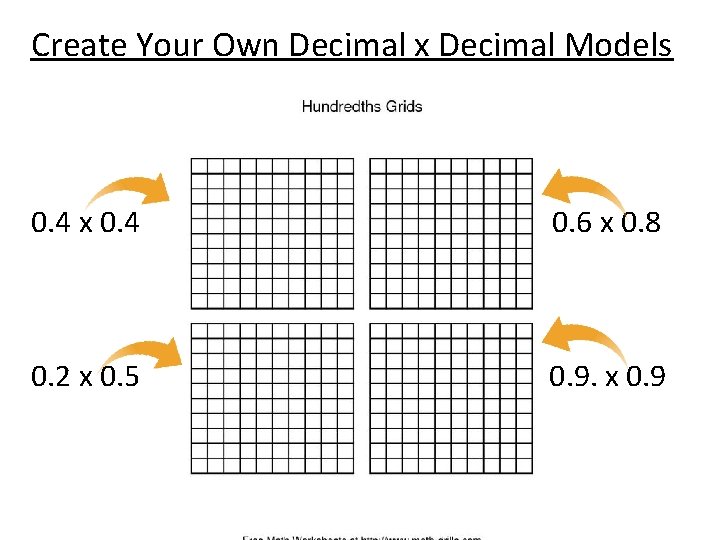 Create Your Own Decimal x Decimal Models 0. 4 x 0. 4 0. 6