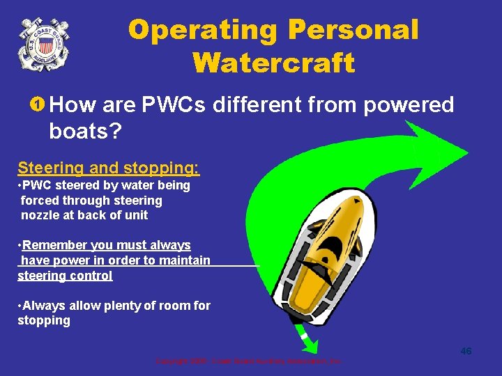 Operating Personal Watercraft • 1 How are PWCs different from powered boats? Steering and