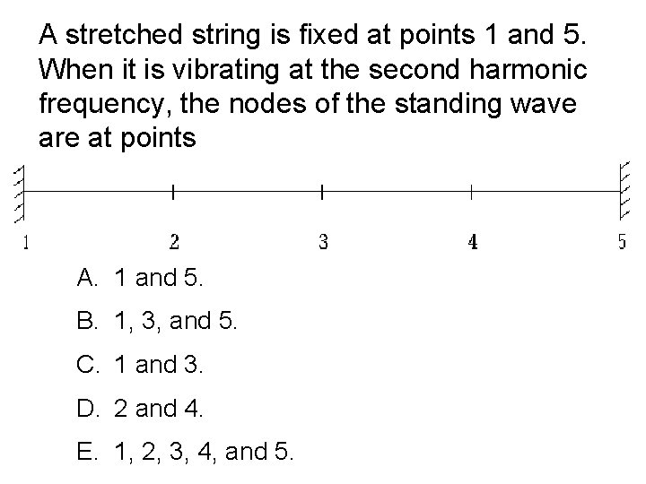 A stretched string is fixed at points 1 and 5. When it is vibrating