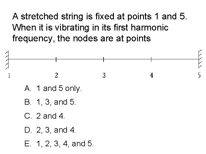 A stretched string is fixed at points 1 and 5. When it is vibrating