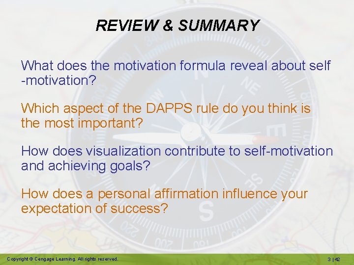REVIEW & SUMMARY What does the motivation formula reveal about self -motivation? Which aspect