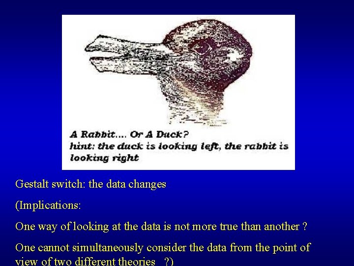 Gestalt switch: the data changes (Implications: One way of looking at the data is Gestalt switch: the data changes (Implications: One way of looking at the data is