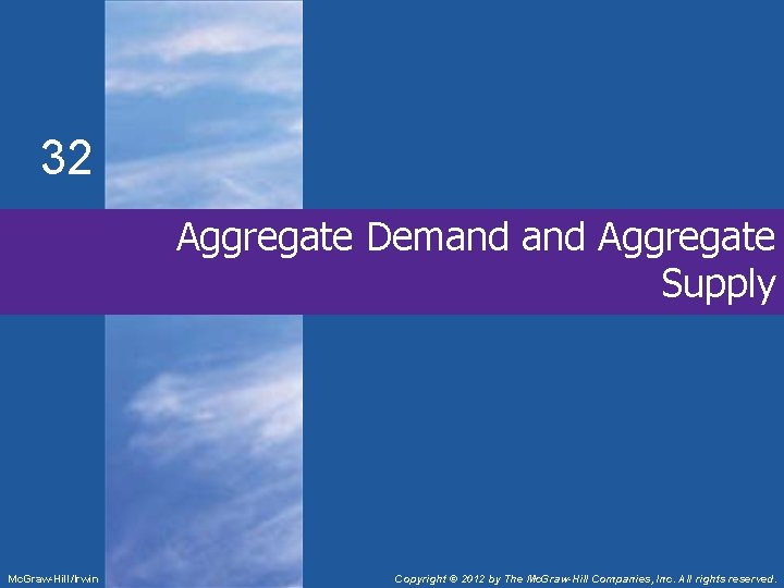 32 Aggregate Demand Aggregate Supply Mc. Graw-Hill/Irwin Copyright © 2012 by The Mc. Graw-Hill