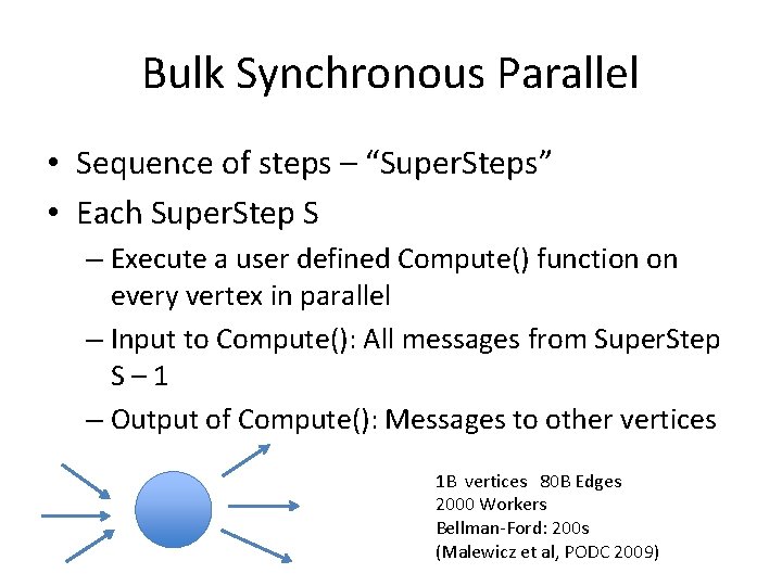 Bulk Synchronous Parallel • Sequence of steps – “Super. Steps” • Each Super. Step