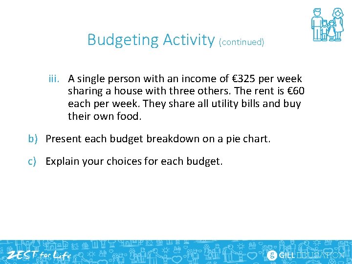 Budgeting Activity (continued) iii. A single person with an income of € 325 per