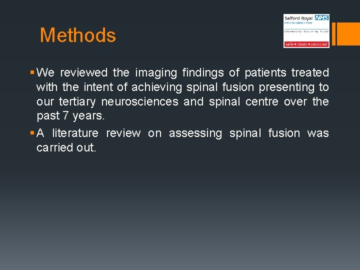 Methods § We reviewed the imaging findings of patients treated with the intent of