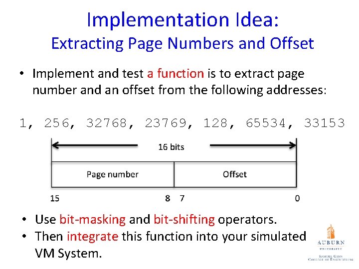 Implementation Idea: Extracting Page Numbers and Offset • Implement and test a function is
