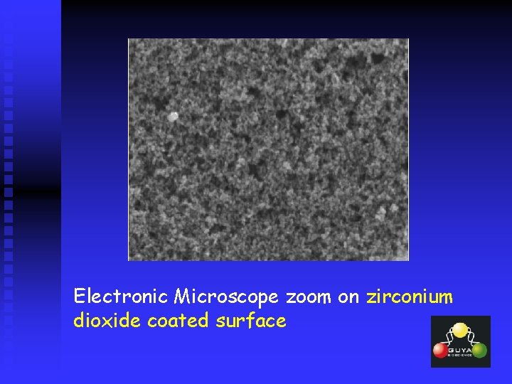 Electronic Microscope zoom on zirconium dioxide coated surface 