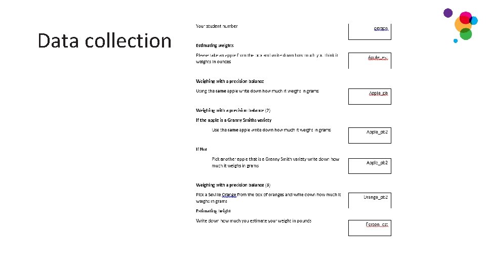 Data collection Data collection