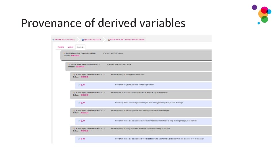 Provenance of derived variables Provenance of derived variables
