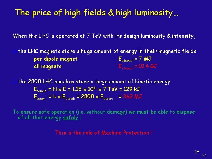 The price of high fields & high luminosity… When the LHC is operated at